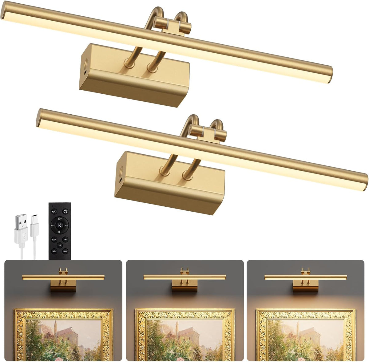 Picture Light for Wall Set of 2, Gold
