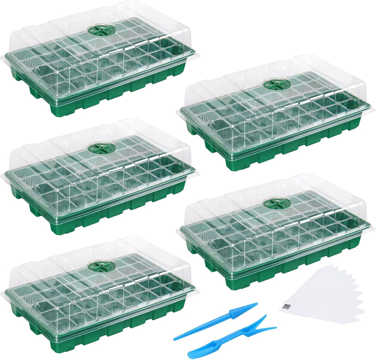 MIXC 5 Pack Seed Starter Tray, 200Cell Mini Propagator Greenhouse Grow Kit
