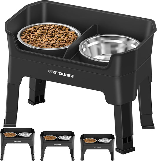 URPOWER Elevated Dog Bowls, 3-In-1 Double Deck Raised Dog Bowl Stand