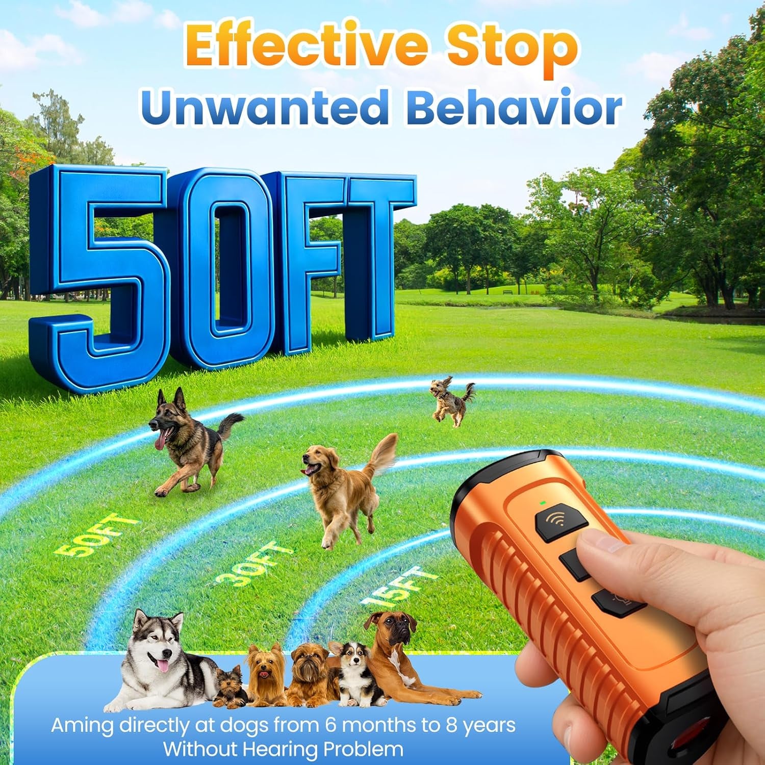 Cbersmg 3X Ultrasonic to Stop Barking Neighbors Dog, Portable anti Barking Device Dog Bark Deterrent Device 50Ft Range 5 Modes, Flashlight & Beep Safe & Effective for Small, Medium & Large Dogs