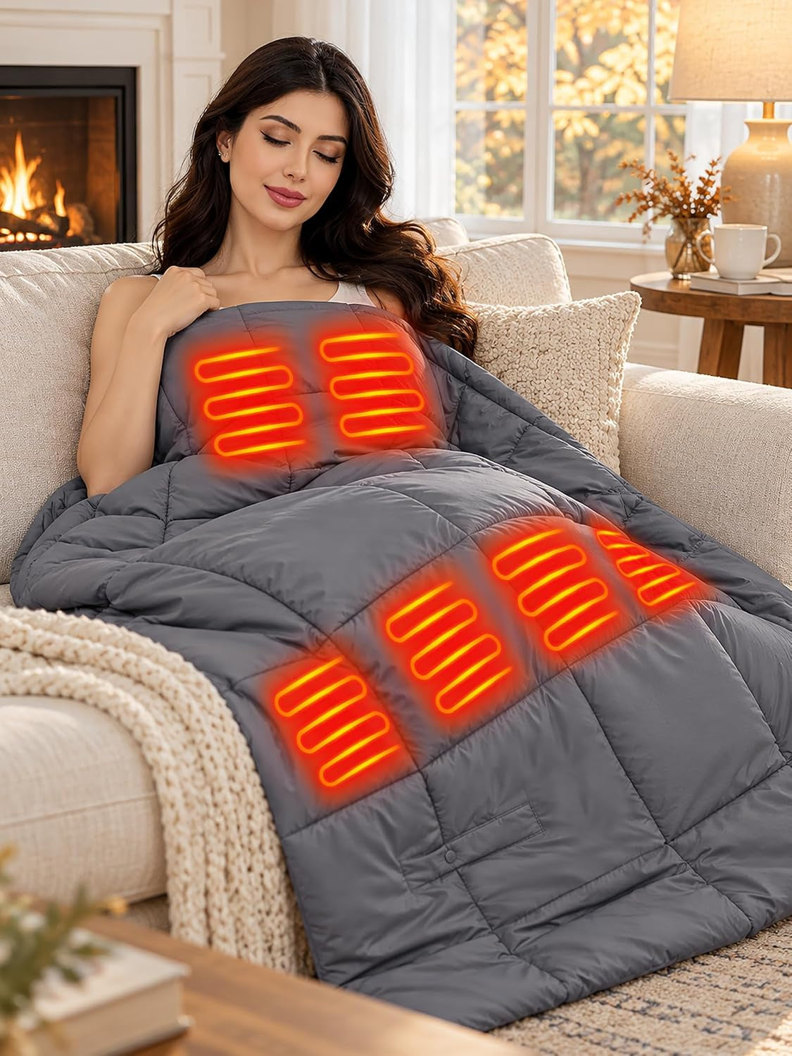 Heated Wearable Electric Blanket 51.18" X 47.24" Warming Throw Wrap