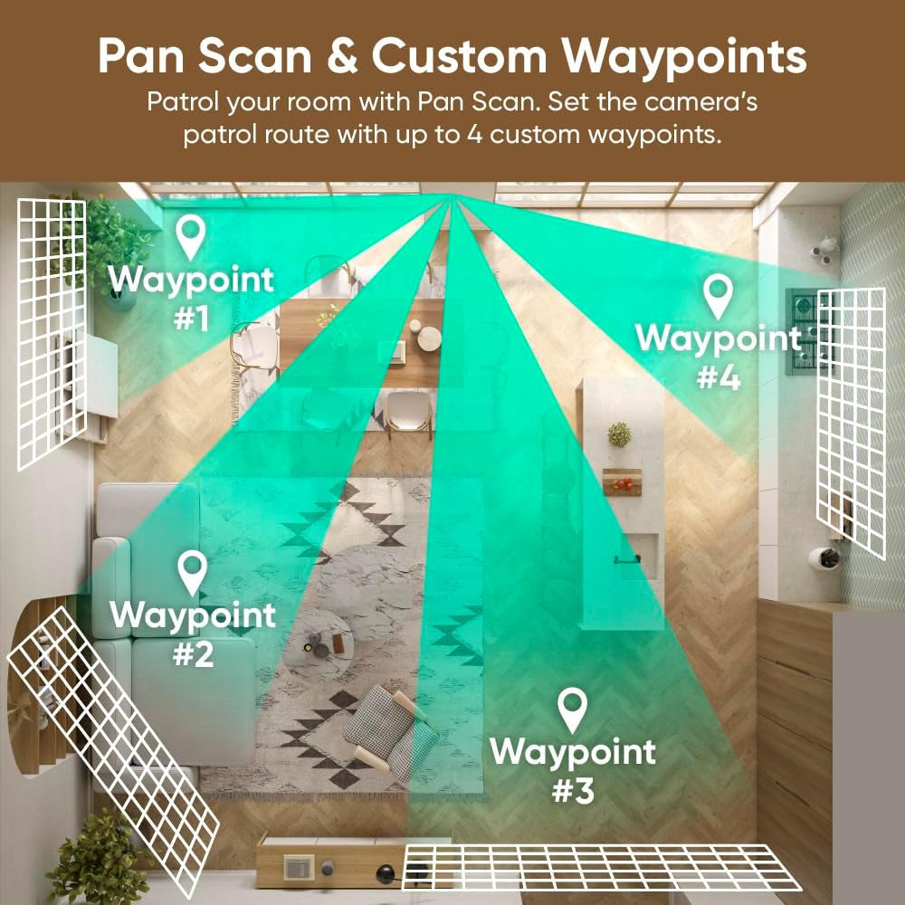 WYZE Duo Cam Pan Indoor/Outdoor IP65 2K 360° Pan/Tilt Smart Home Security Camera with Color Night Vision, Compatible with Alexa & Google Assistant, White