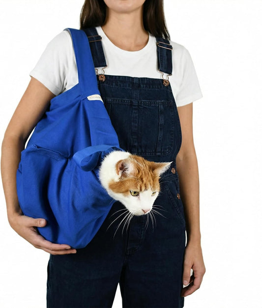 Cat-In-The-Bag Cozy Comfort Carrier - Large Cobalt Blue Cat Carrier Soft for Grooming, Vet Visits, Medication Administration, Dental Care, Nail Trimming, and Car Travel