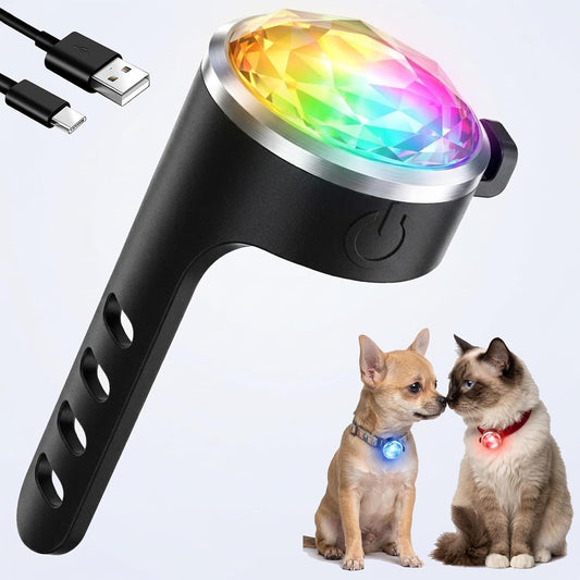 2-Pack Dog Collar Lights, Yesbular USB-C Rechargeable Dog Light Clip-On, Waterproof LED Pet Safety Light with Adjustable Silicone Strap for Night Walking, Camping(Rgb 7-Color)