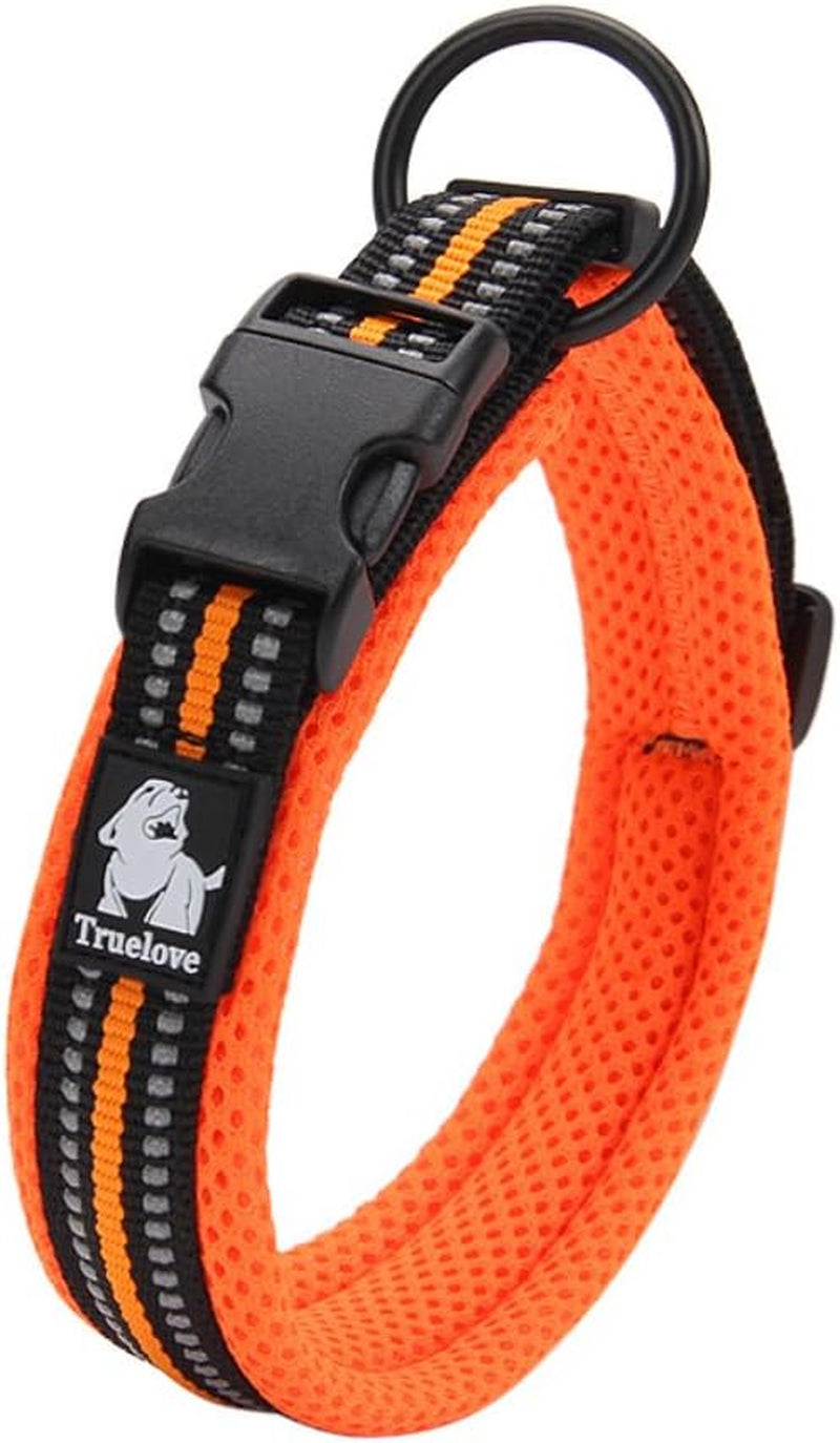 Creation Core 3M Reflective Mesh Padded Dog Collar Adjustable Nylon Outdoor Adventure Pet Collar, Orange XXL