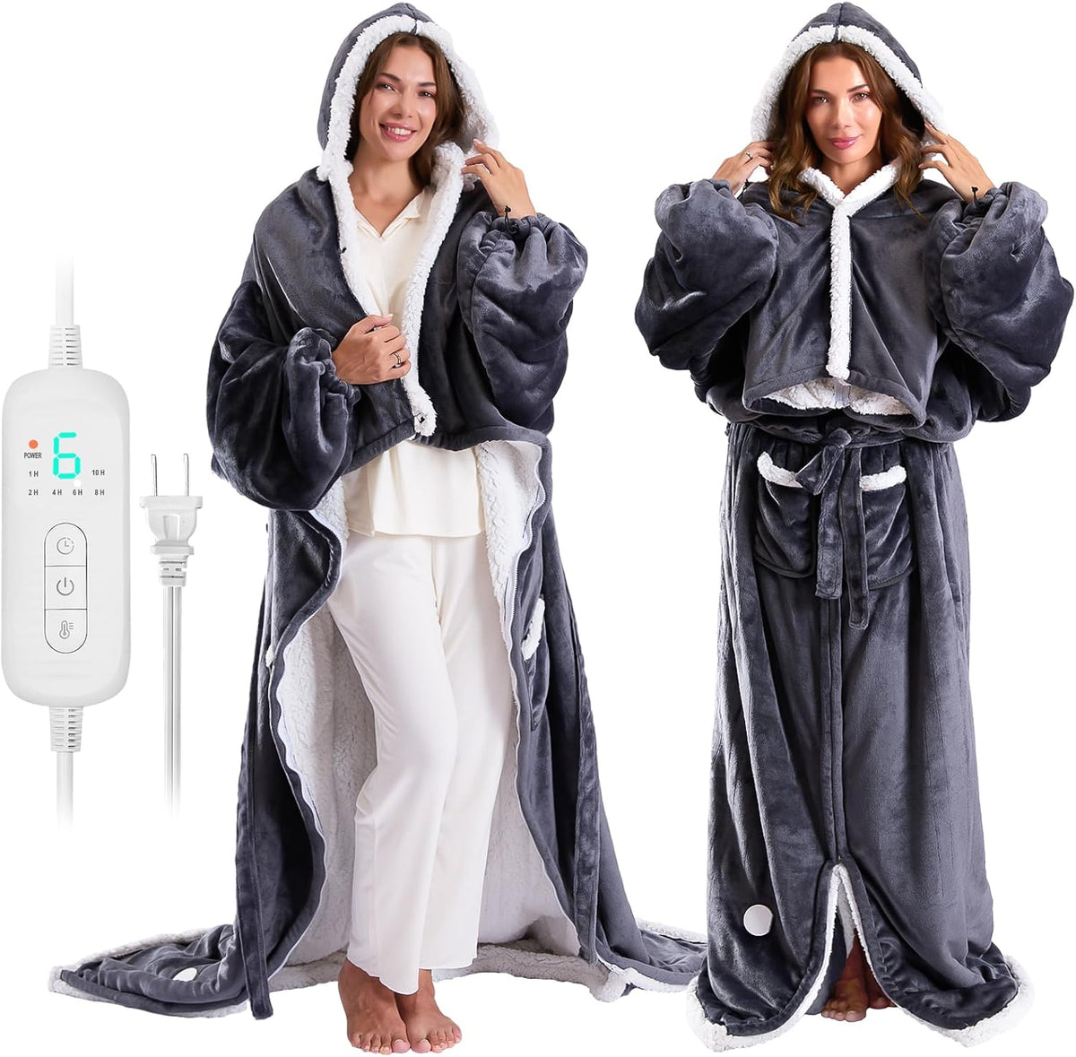 Wearable Heated Blanket with Sleeves, Electric Snuggle Throw Blankets