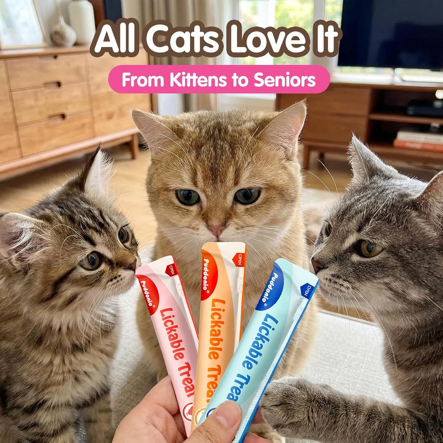 Lickable Cat Treats, High-Meat Puree, Grain & Gum Free, High Protein, No Additives, 0.5Oz Tubes (Pack of 10)