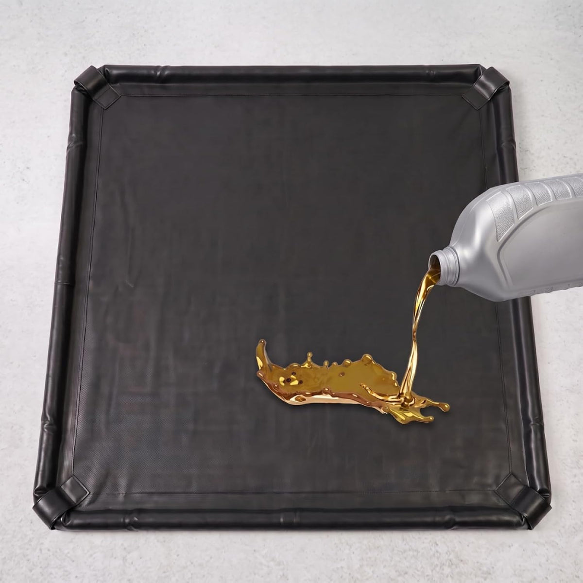Oil Spill Mat for Garage Floor, 59" X 59" Oil Change Mat with Raised Edge