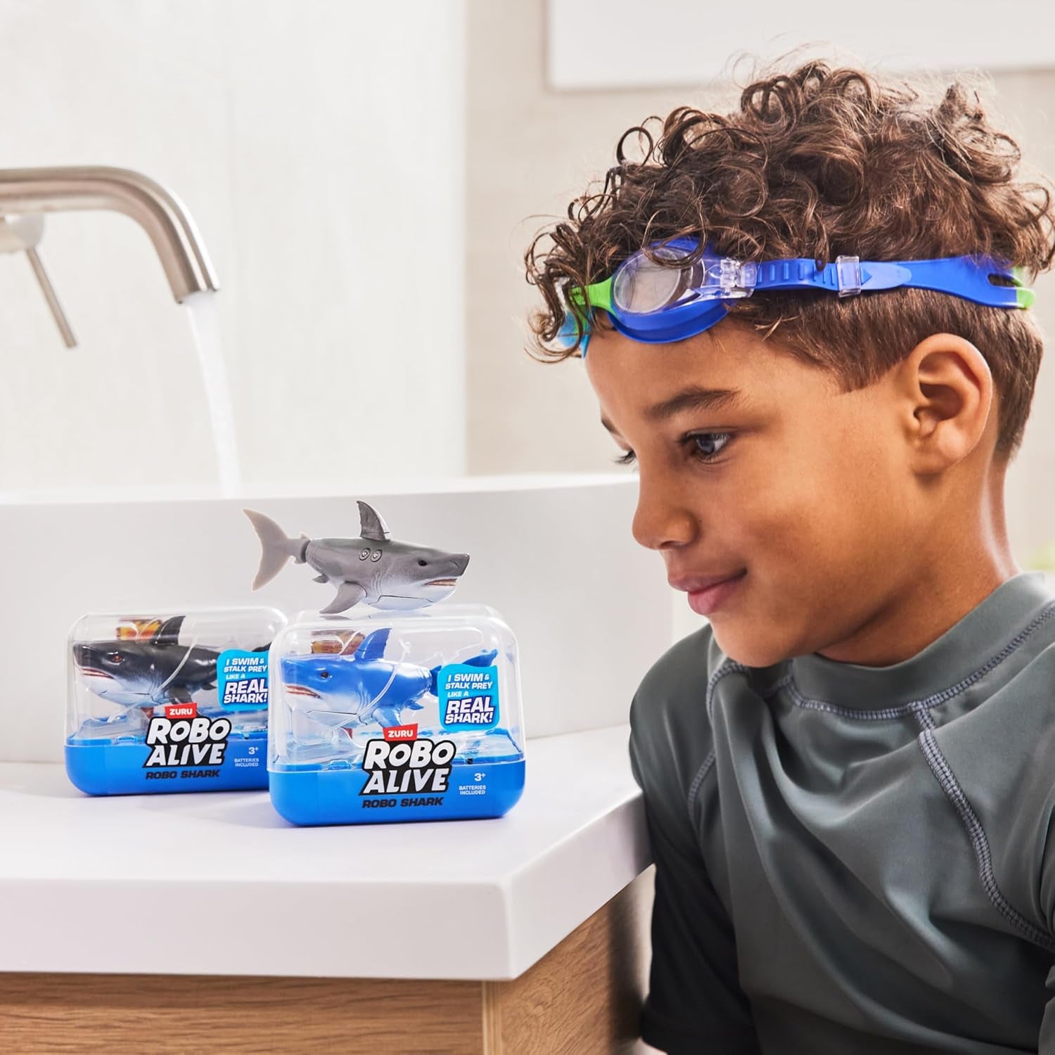 Robo Alive Water Activated Shark 2 Pack (Blue) by ZURU – Realistic Swimming Robotic Bath Toy for Kids, Tweens & Teens, Water-Activated Pet Shark for Play & Pranks, 3+