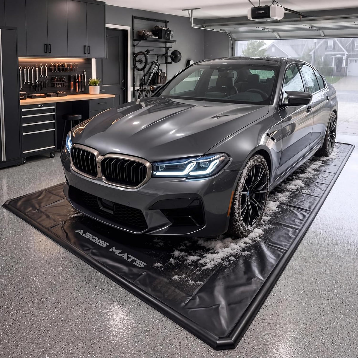 7'9" X 18' Garage Floor Mat, Non-Slip Containment Mat