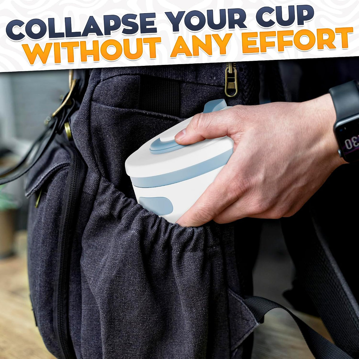 VIKROM Collapsible Coffee Cup with Lid, 2 Pack, 12 Oz Silicone Travel Mug