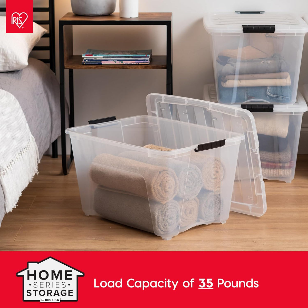 IRIS USA 6-Pack 54 Quart Storage Bins with Lids, Clear