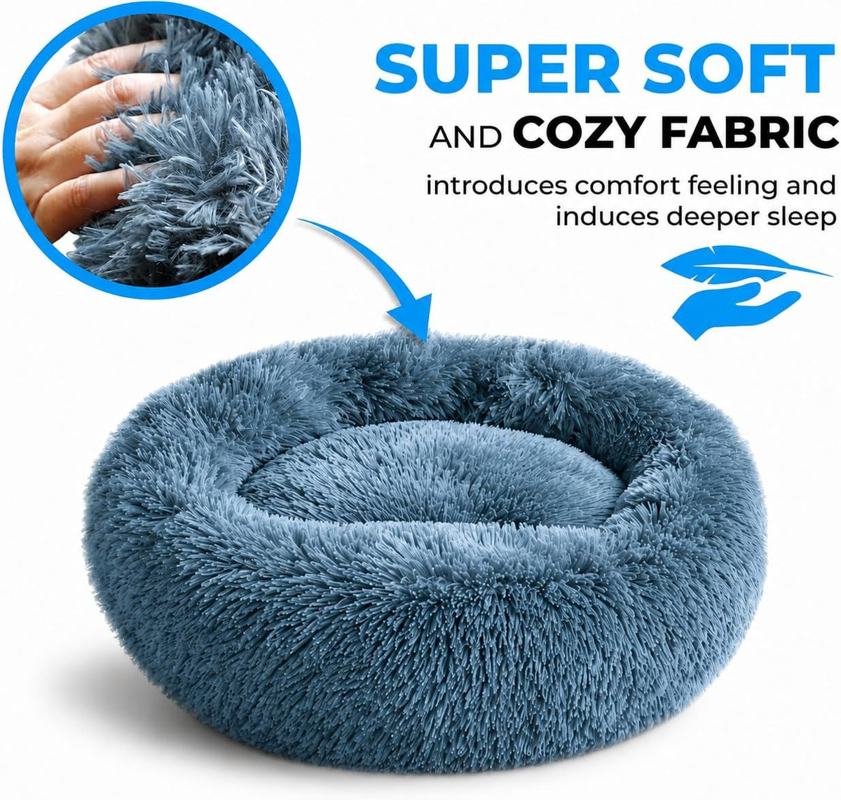 Whiskers & Friends Cat Beds for Indoor Cats & Small Dog, Fluffy Cat Bed
