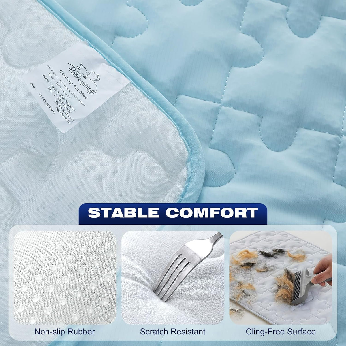 Cooling Dog Mat X-Large, Breathable 3D Mesh No-Gel Pad, Blue