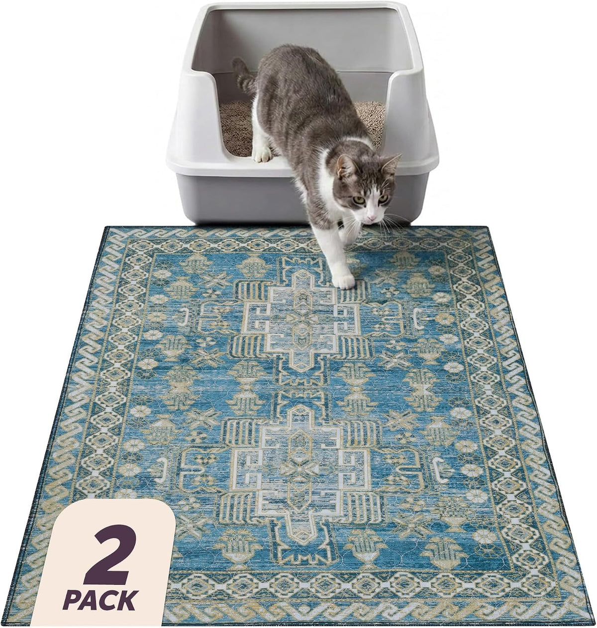 Lovewag Cat Litter Mat, Litter Box Mat, Blue Mesa, 28X41, 2 Pack