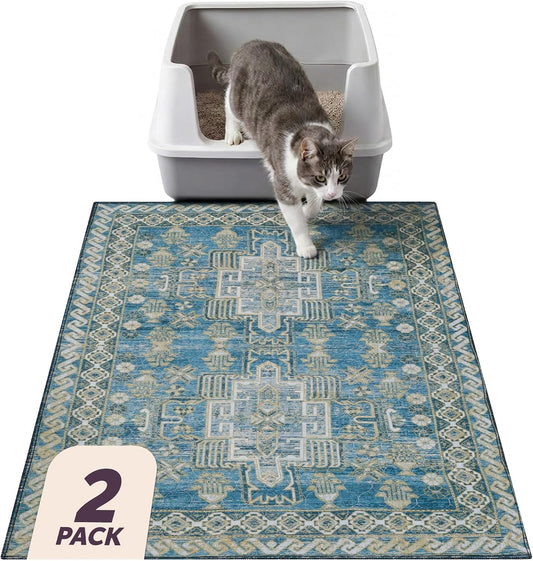Lovewag Cat Litter Mat, Litter Box Mat, Blue Mesa, 28X41, 2 Pack