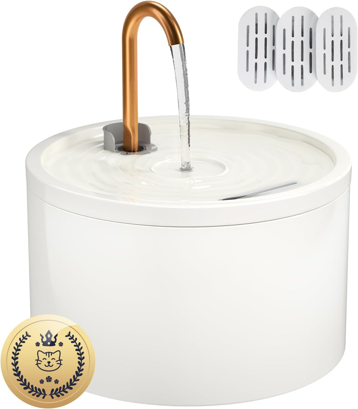 MISFANS Ceramic Cat Water Fountain, All-Ceramic Body, Pure Copper Spout