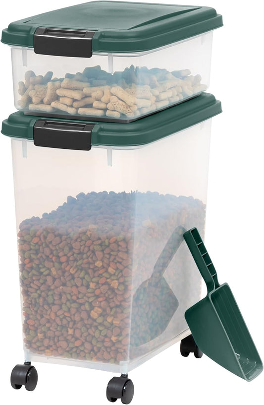 IRIS USA Airtight Pet Food Container, up to 30 Lbs & 11 Lbs, Green
