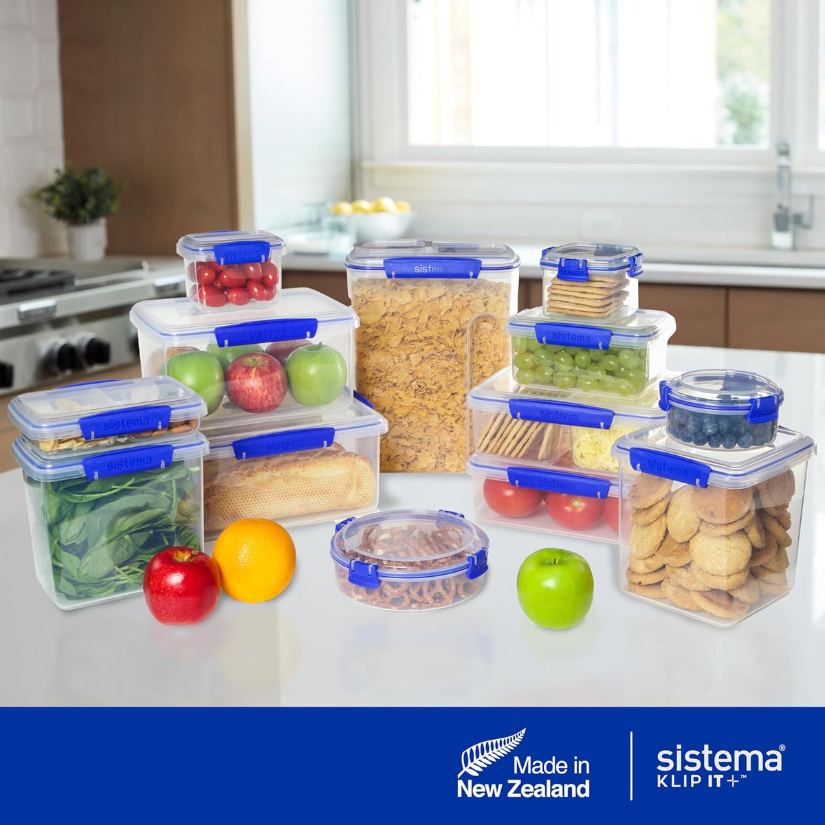Sistema KLIP IT Large 7L Food Storage Container, Airtight & Stackable, Dishwasher, Freezer, & Microwave-Safe, Bpa-Free