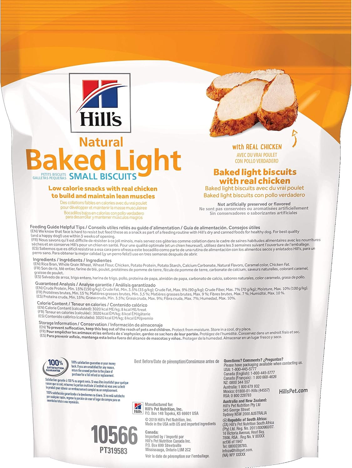 Hill'S Natural Baked Light Biscuit Treats for Small Dogs, Chicken, 8 Oz. Bag