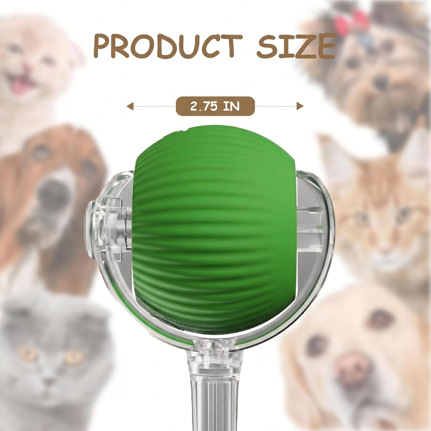 Rechargeable Smart Ball 2.0 Automatic Cat Toy - Interactive Cat Toys for Indoor Cats - Motion Activated Moving Cat Ball Toy, Self Rolling Interactive Dog Toys for Small Dogs with 3 Speed Modes [Green]