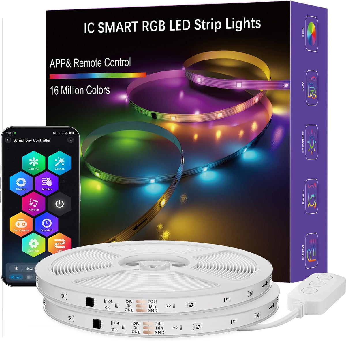 LED Strip Lights, 100FT Color Changing App Control Tape Lights