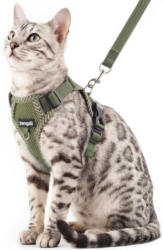 Cat Harness and Leash Set, Soft Mesh Cat Vest, Dark Green, XL