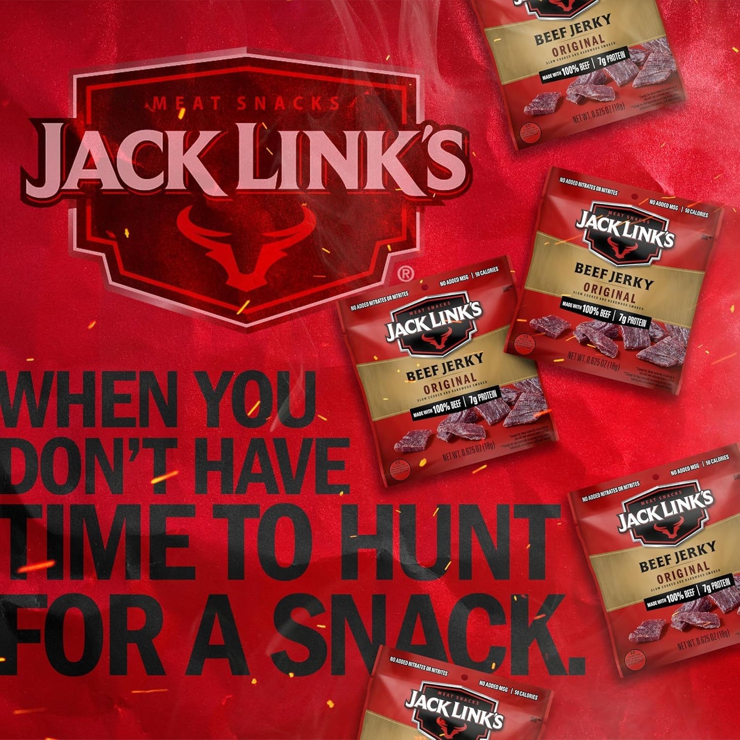 Jack Link'S Beef Jerky Multipack - Original - Made with 100% Real Beef - Ready to Eat Real Meat Protein Snacks - 7G Protein per Serving - 0.625 Oz Bags (20 Pack)