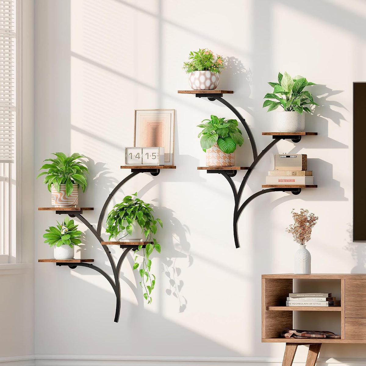 2 Pack Wall Mounted Plant Holder, 8-Tier Wall Planters for Indoor Plants