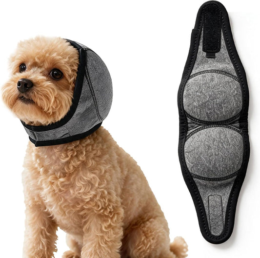 Dog Ear Muffs Noise Protection, Waterproof Elastic Ear Wraps Noise Cancelling for Fireworks/Swimming/Vet Visits/Grooming/Walkingdogs (Gray, S)