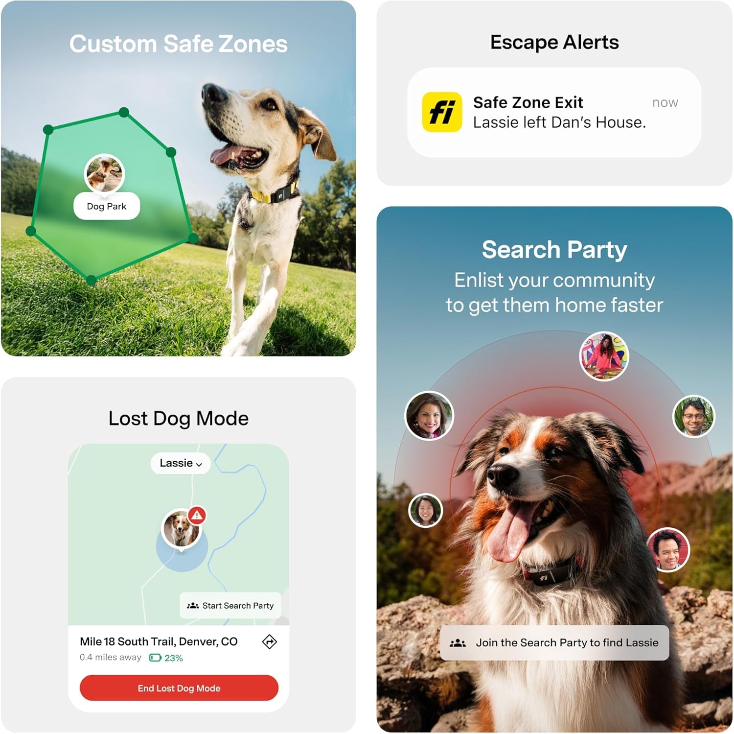 Fi New Series 3+ Smart Dog Tracker Collar [6 Month Membership Included] GPS Tracker for Dogs with Health & Behavior Monitoring, Escape Alerts, Waterproof, LED, Apple Watch Compatible (Gray, Small)