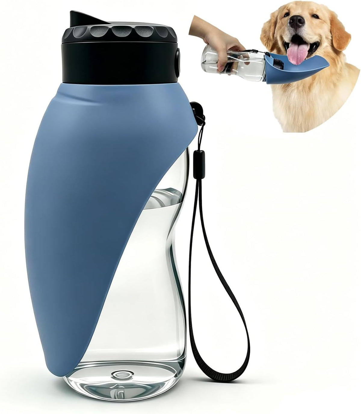 Portable Dog Water Bottle Foldable, Blue