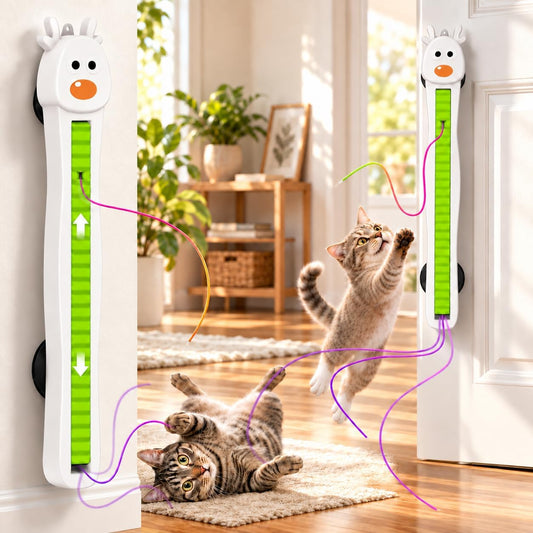 Interactive Cat Toy for Indoor Cats: Door-Mounted Automatic Moving Enrichment Cat Toy with Adjustable Motion Modes, Rechargeable Electric for Kittens & Bored Adult Cats, Hands-Free Pet Play Accessory
