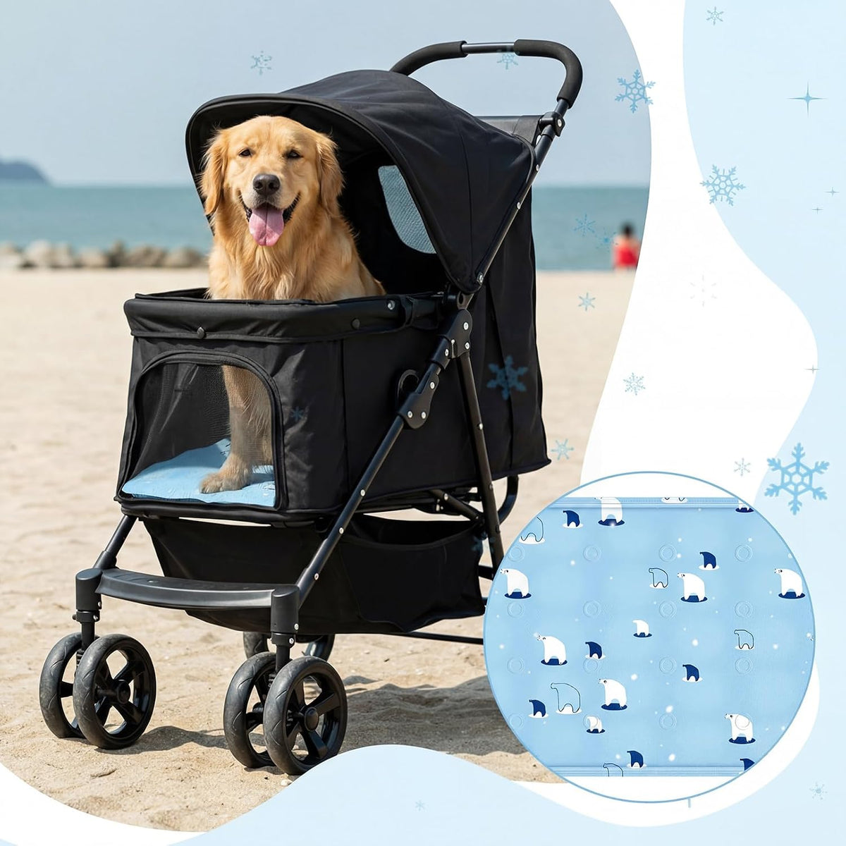 Nuanchu Pet Cooling Mat, Sky Blue Bear, 23.62 X 35.43 Inches, 1 Pcs