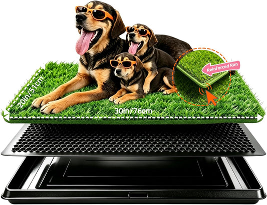 Dog Grass Pad with Tray, 30''X20'' Large Artificial Turf Potty, Reusable Puppy Pee Pads for Dogs, Portable Dog Litter Box for Indoor/Outdoor Potty Training Toilet