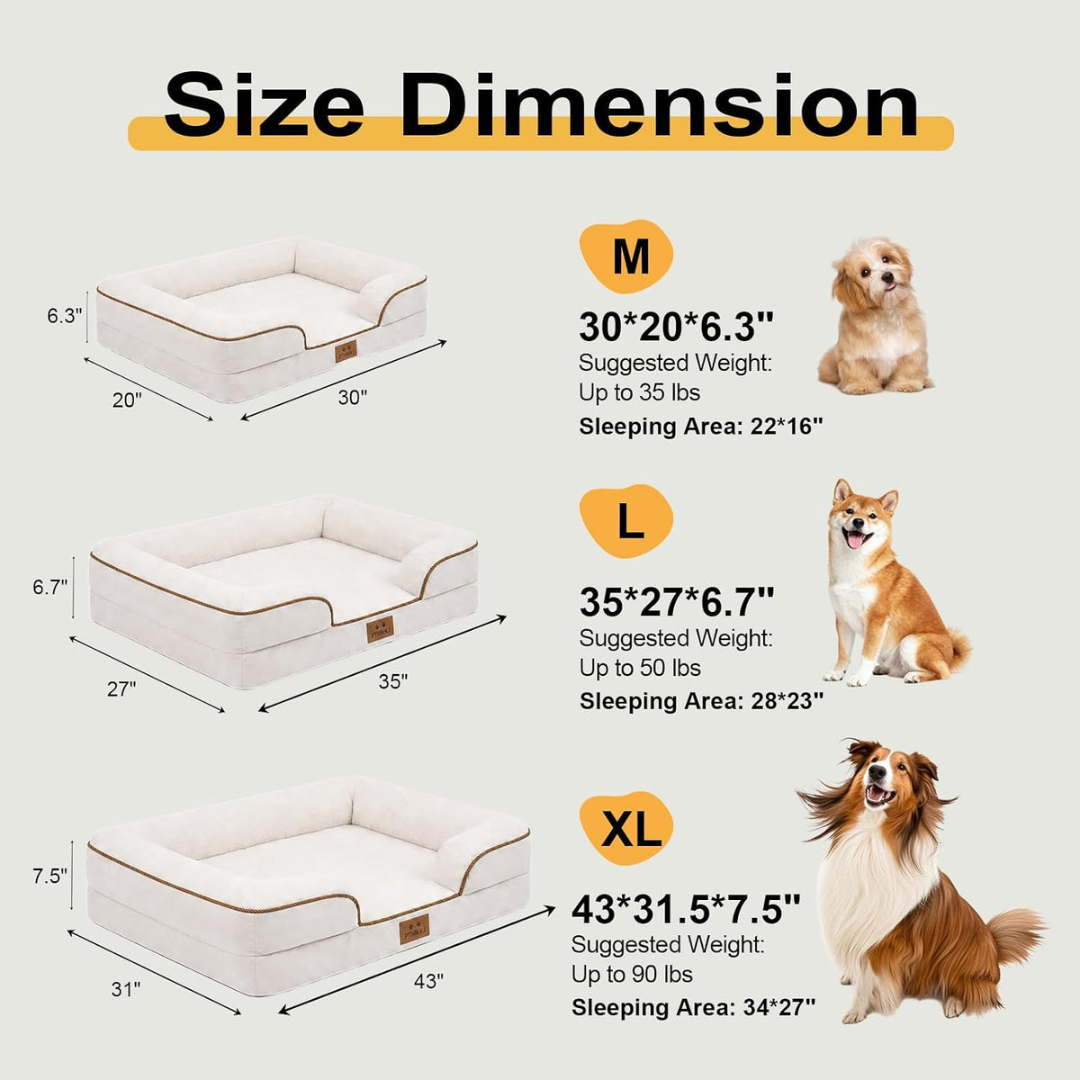 Orthopedic Dog Bed Medium Size Dog, Memory Foam Dog Bed Couch, 30" L