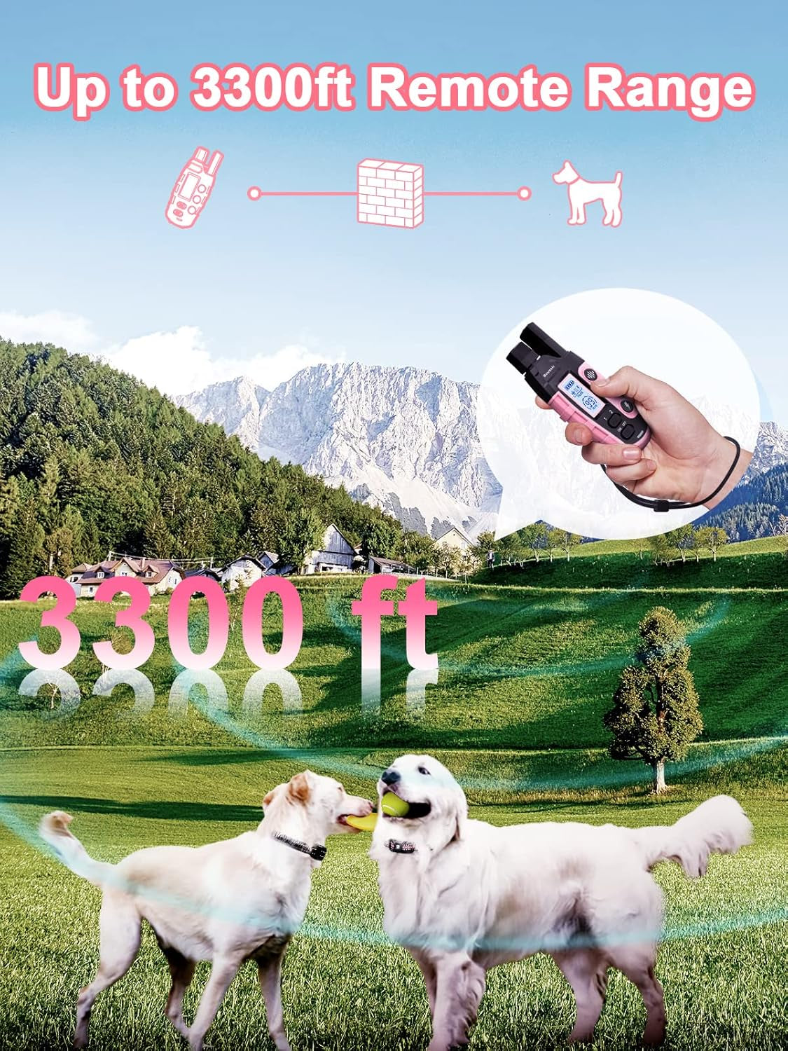 Bousnic Dog Shock Collar 2 Dogs (5-120Lbs) - 3300 Ft Waterproof Training Collar for Dogs Large Medium Small with Rechargeable Remote, Beep (1-8) Vibration (1-16) and Humane Shock (1-99) Modes