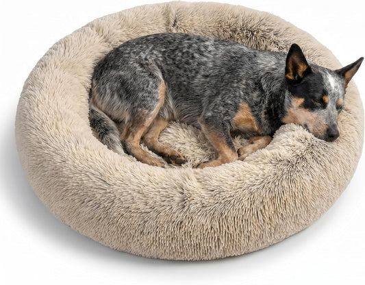 Best Friends by Sheri Original Calming Donut Dog Bed, Taupe, Medium, 30"