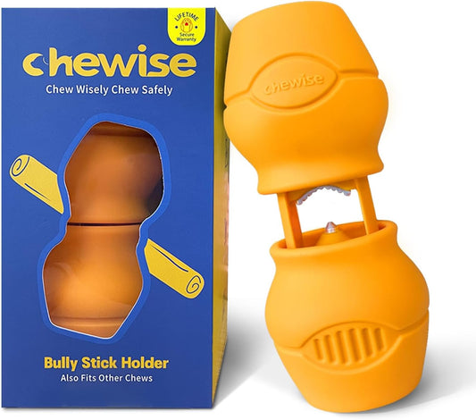 Petclan Chewise Bully Stick Holder for Dogs, Metal Teeth Dog Chew Holder