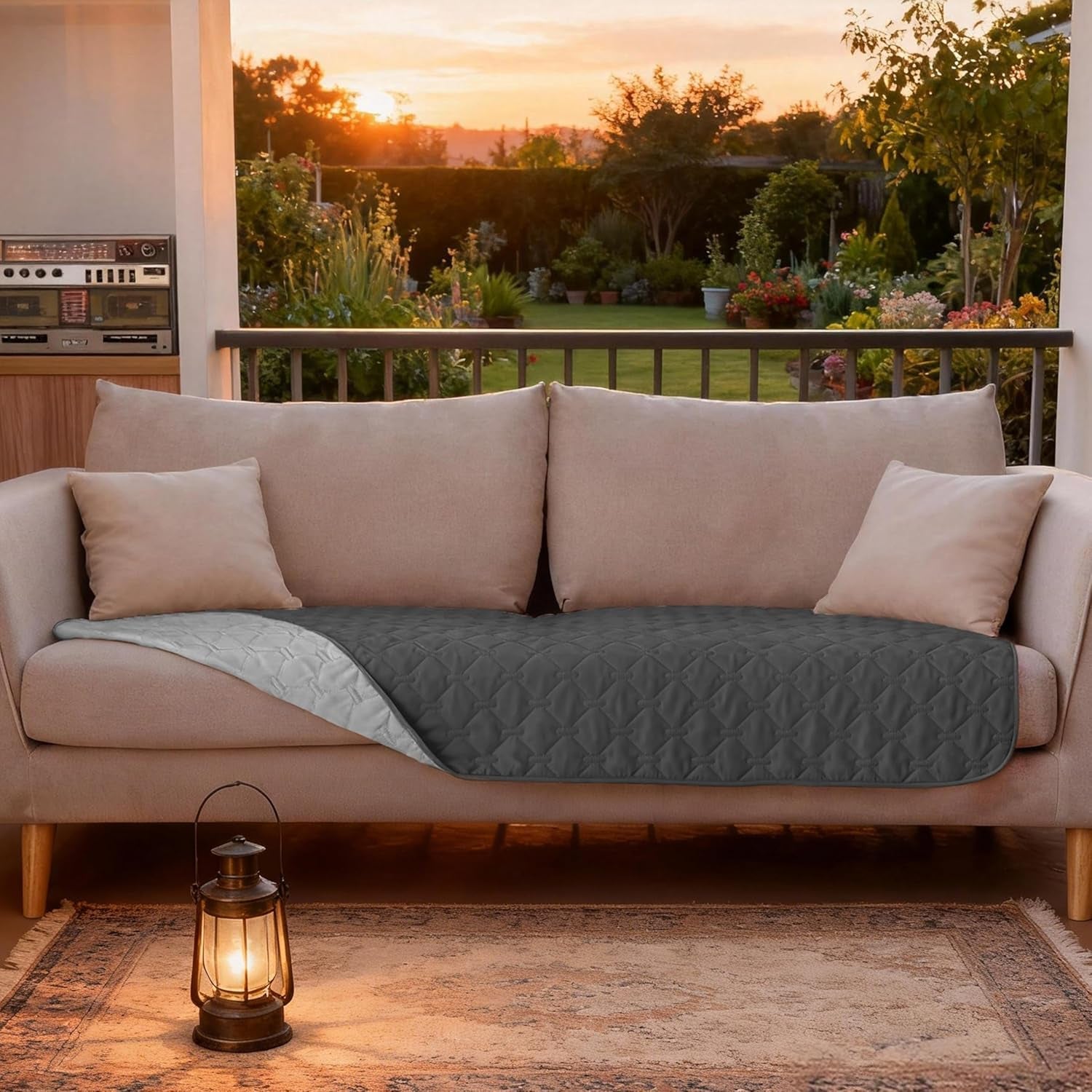 Gogobunny 3X Stronger Waterproof Pet Blanket, Scratch Proof Furniture Protector for Dogs Cats, Reversible Cover 30X70 Inch, Dark Grey/Light Grey