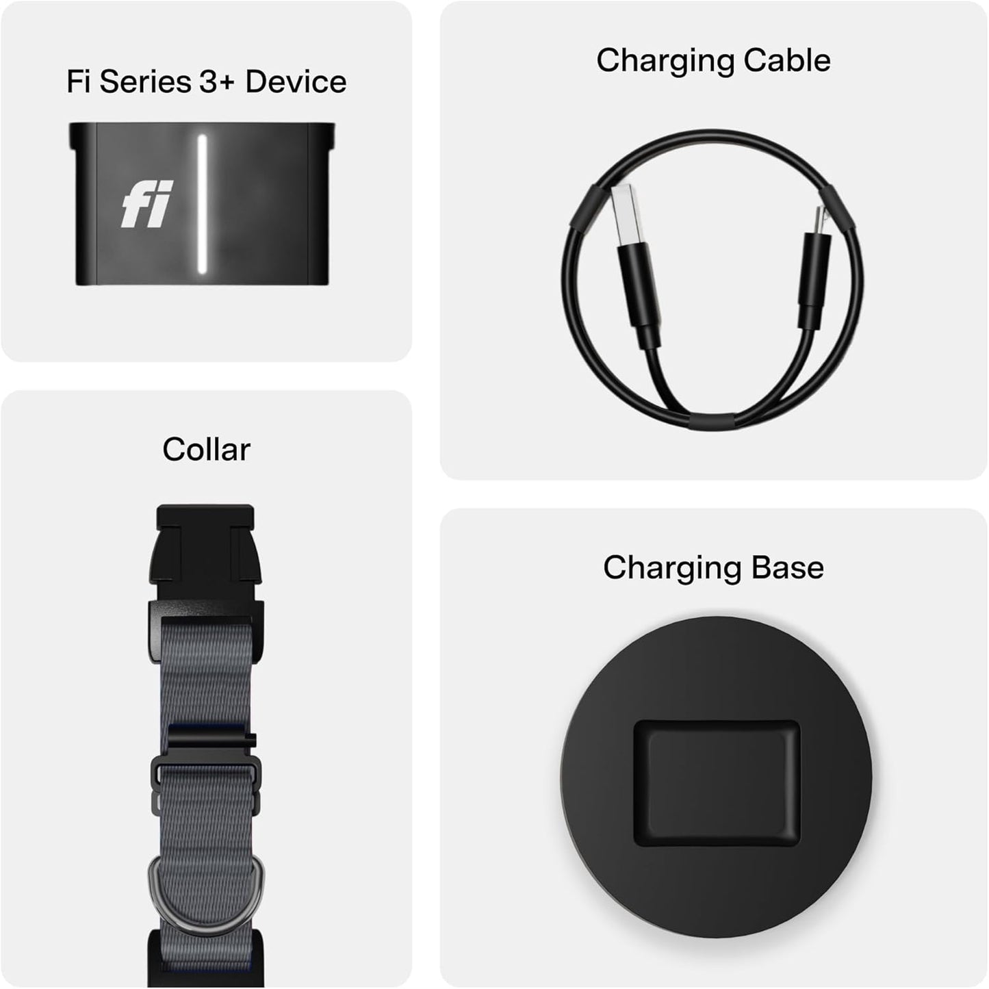Fi New Series 3+ Smart Dog Tracker Collar [6 Month Membership Included] GPS Tracker for Dogs with Health & Behavior Monitoring, Escape Alerts, Waterproof, LED, Apple Watch Compatible (Gray, Small)