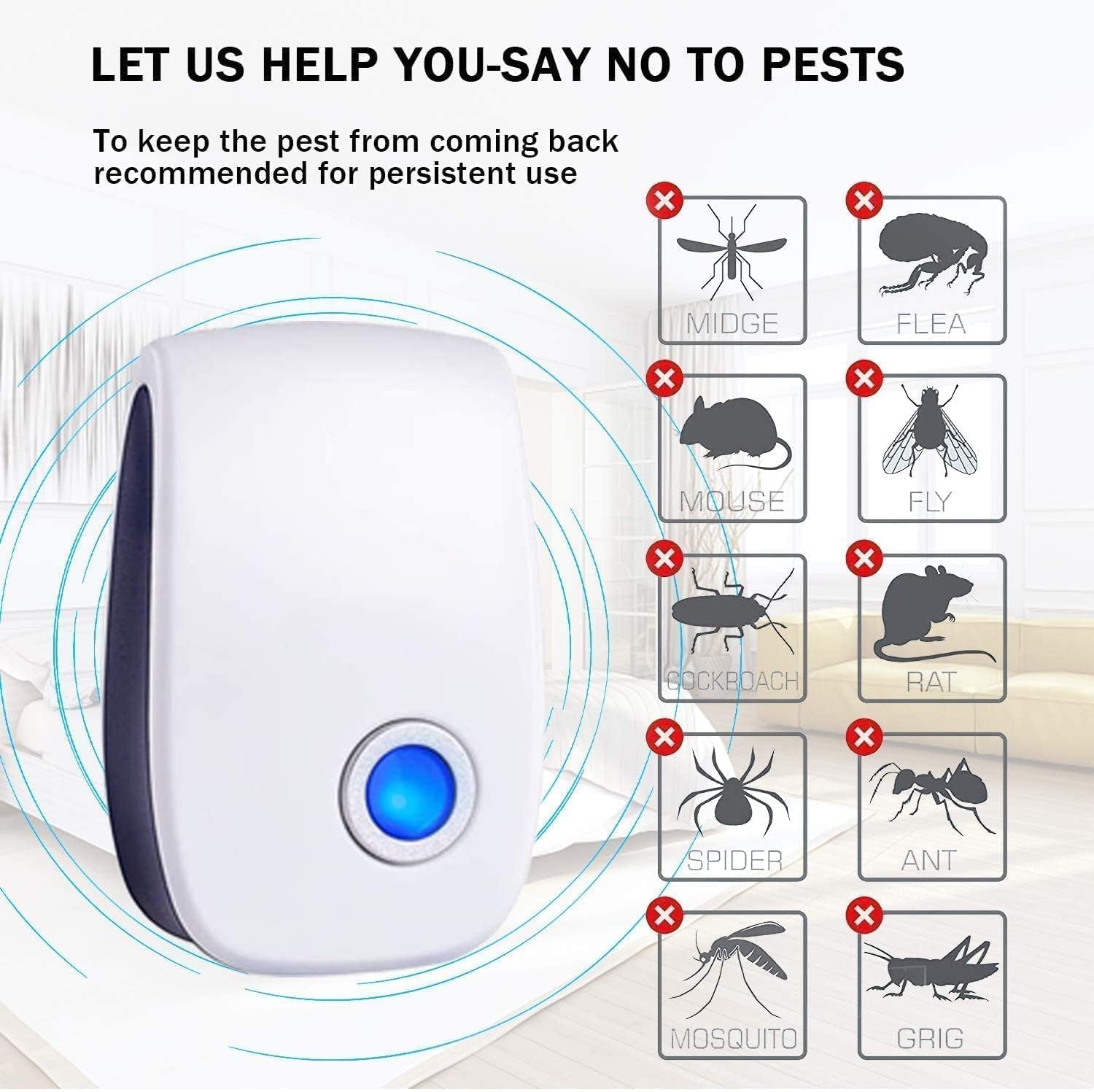 2026 Upgraded Ultrasonic Pest Repellent, Electronic Plug in Indoor Pest Control Repeller for Mouse, Bat, Mosquitoes, Fly Fleas, Roach, Rodents 6 Packs