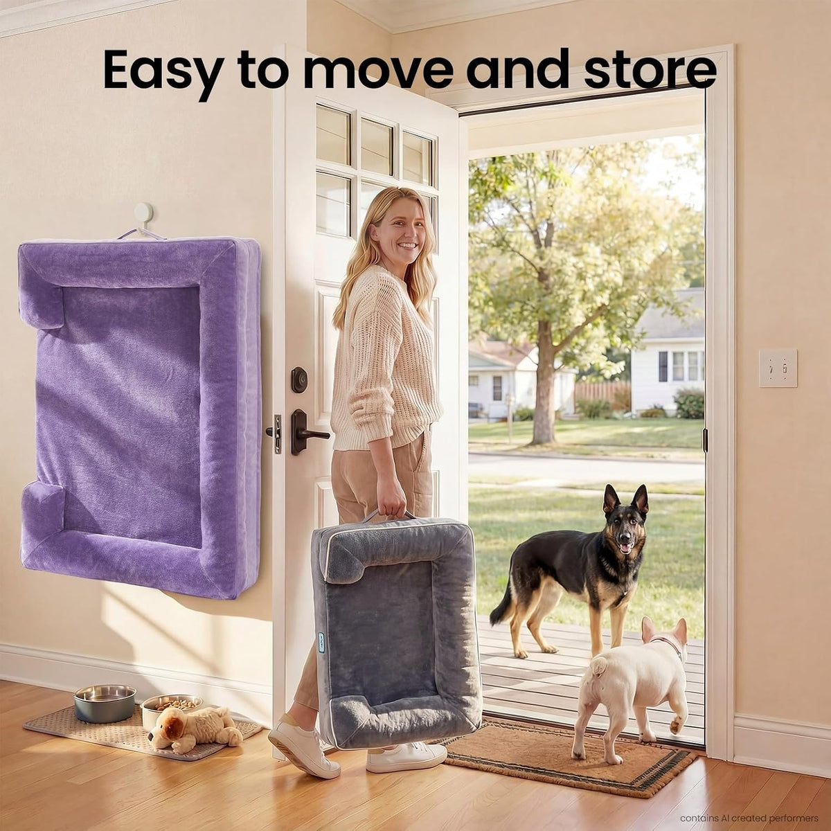Ohgeni Orthopedic Extra Large Dog Bed Couch, Memory Foam, 44-Inch (Purple)