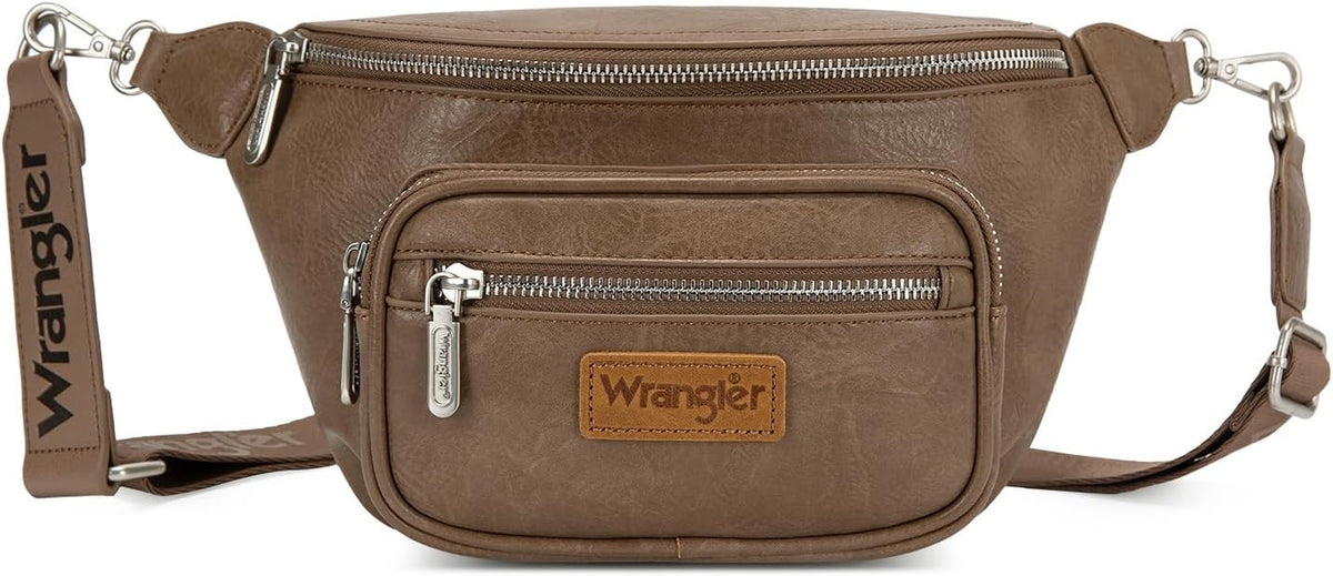 Wrangler Fanny Pack for Women Crossbody Belt Bag Multi-Pocket Waist Bag
