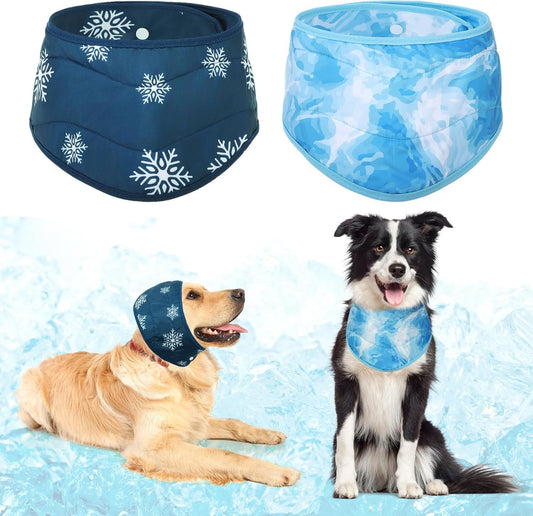 Dog Cooling Bandana, 2 Pack Instant Cooling Vest Pet Ice Scarf Adjustable, Summer Outdoor Ice Neck Cooler Towel Neck Wraps, Pet Chill Out Scarf Cooler Prevent Sunstroke in Hot Summer, Blue