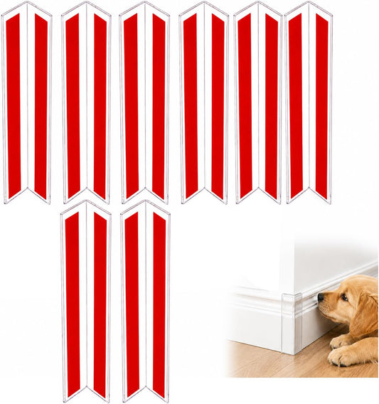Corner Protectors for Dog Chewing : 8 Pack Clear L-Shaped Baseboard Corner Guards, 4 Inch Tall X 1.6 Inch Each Side Rigid PC Wall Protectors for Dogs, Door Frames, Cabinets and Furniture