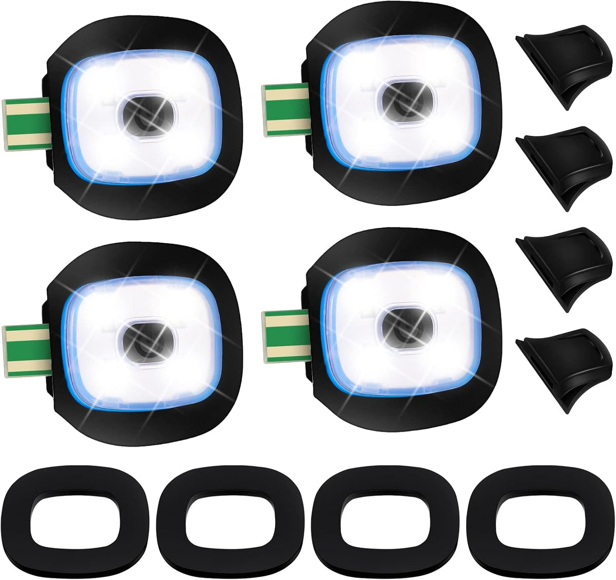 Mudder LED USB Rechargeable Beanie Light for LED Beanie Hat,4 Pieces