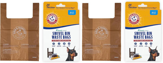 Arm & Hammer Heavy Duty Pet Waste Bags for Swivel Bin & Rake Dog Pooper Scooper,Refill Bags (Packaging May Vary),(Pack of 40)