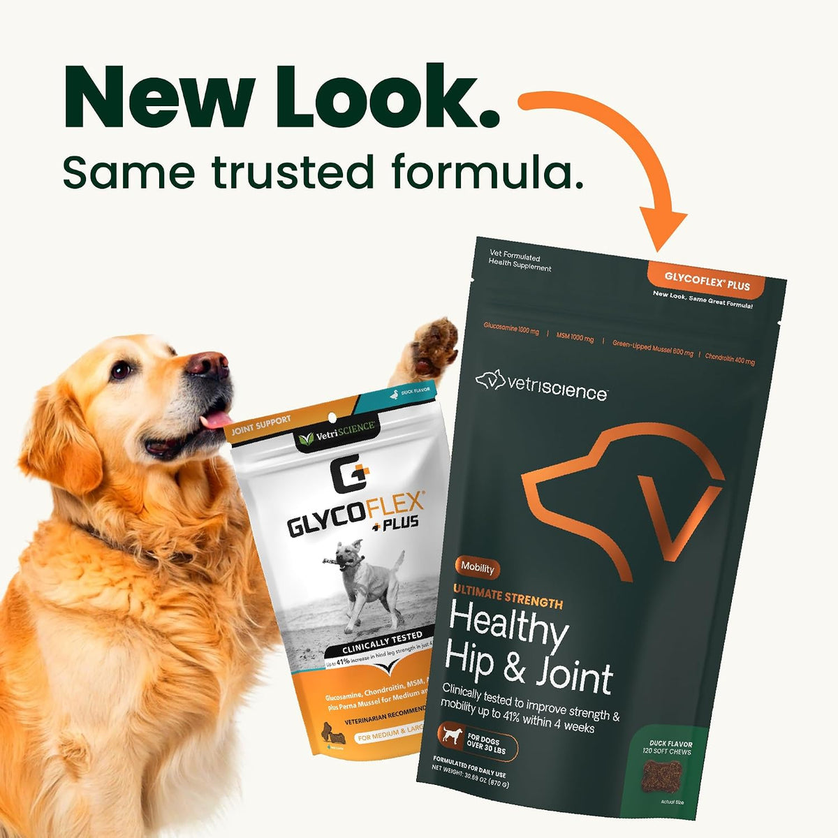 Vetriscience Ultimate Strength Healthy Hip & Joint for Dogs, Duck, 120Ct