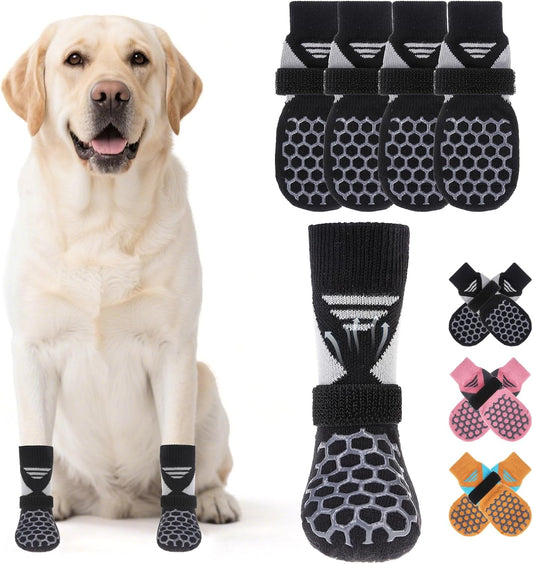 Dog Socks Shoes for Hot Pavement, Breathable & Warm Winter Dog Booties to Prevent Licking Paws for Small Medium Large Senior Dogs,Non Slip Grippy Pet Boots & Paw Protectors for Hardwood Floor